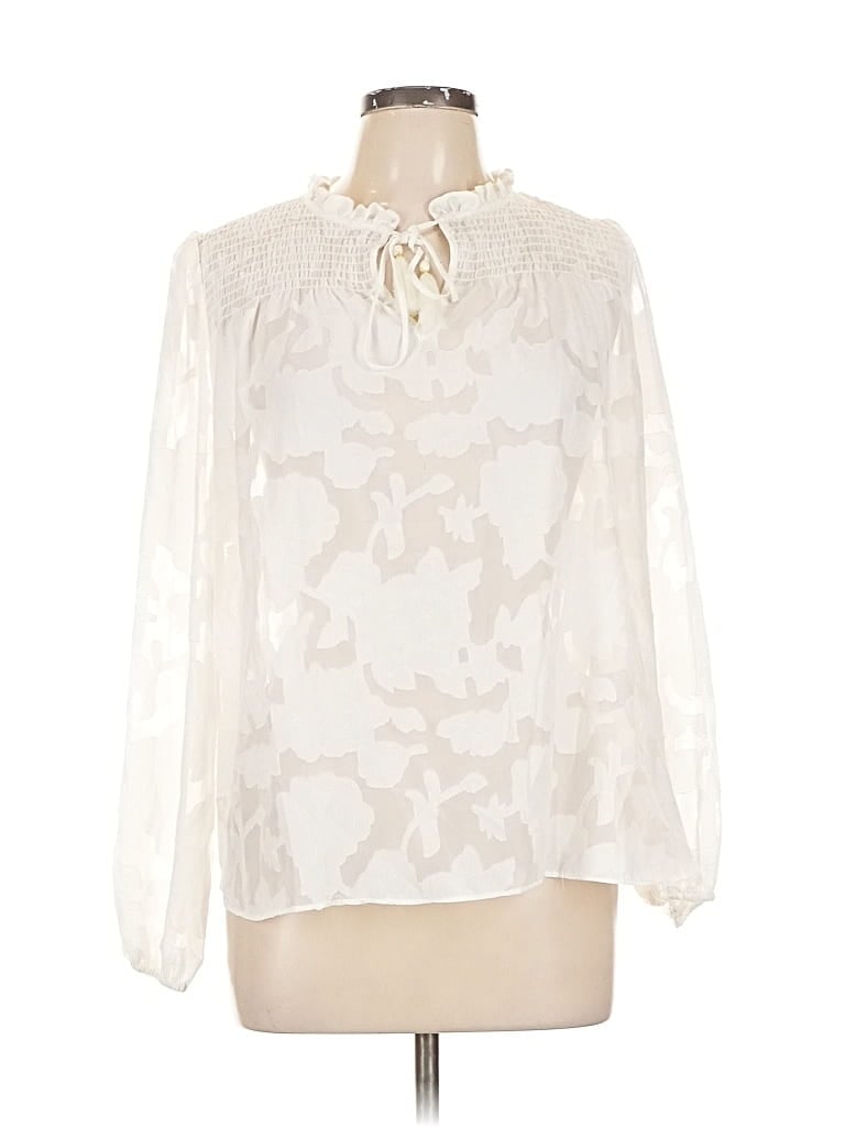 Pre-owned Rose + Olive Long Sleeve Blouse In White