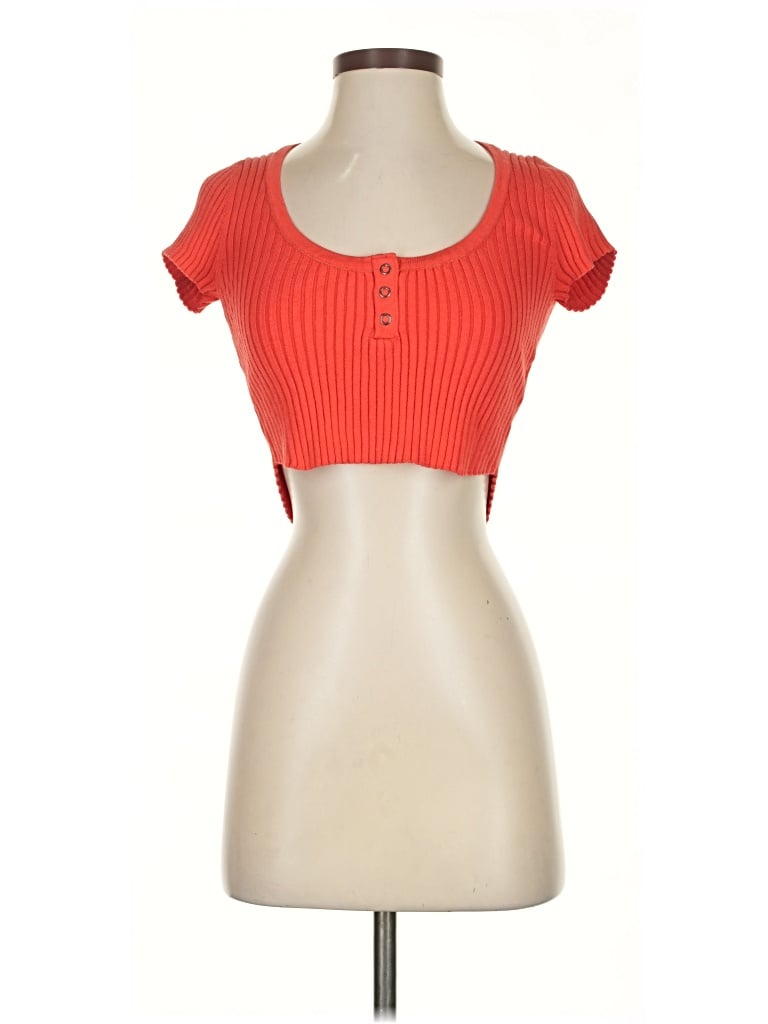 Pre-owned Bdg Short Sleeve Top Orange Sweetheart Neckline Tops