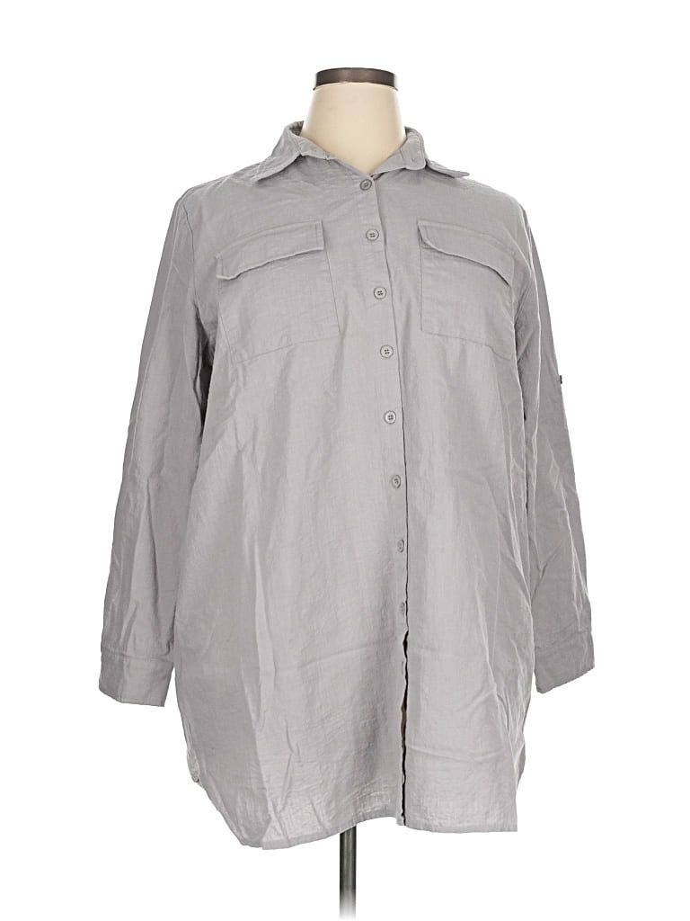 Pre-owned Hotouch 3/4 Sleeve Button Down Shirt In Gray