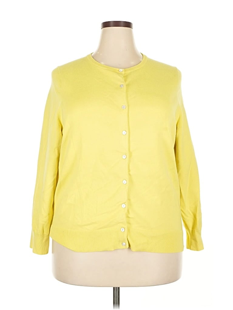 Pre-owned Lands' End Cardigan Sweater In Yellow