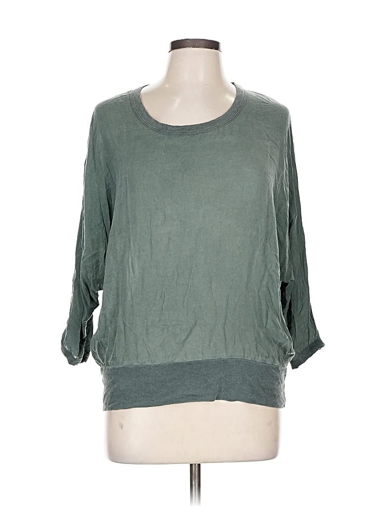 Pre-owned James Perse 3/4 Sleeve Top Green Boatneck Tops