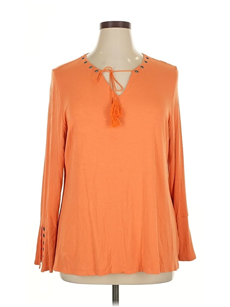 Pre-owned Soft Surroundings Long Sleeve Blouse In Orange
