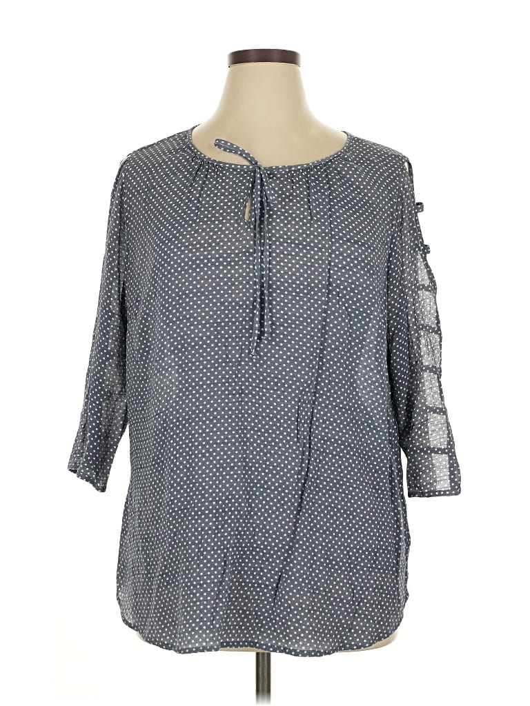 Pre-owned Como Blu 3/4 Sleeve Blouse In Gray