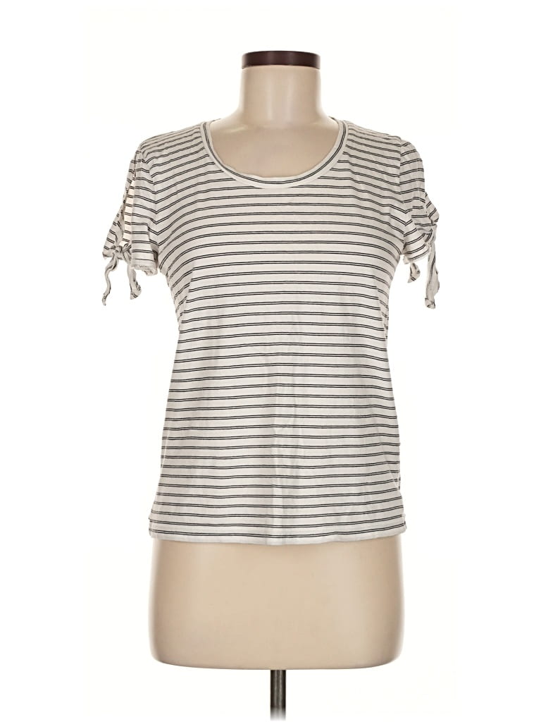 Pre-owned J.crew Factory Store Short Sleeve Top Gray Cold Shoulder Neckline Tops