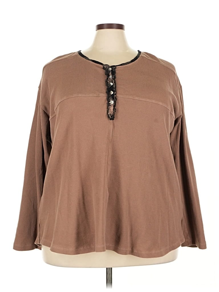 Pre-owned Suzanne Betro Long Sleeve Blouse In Brown