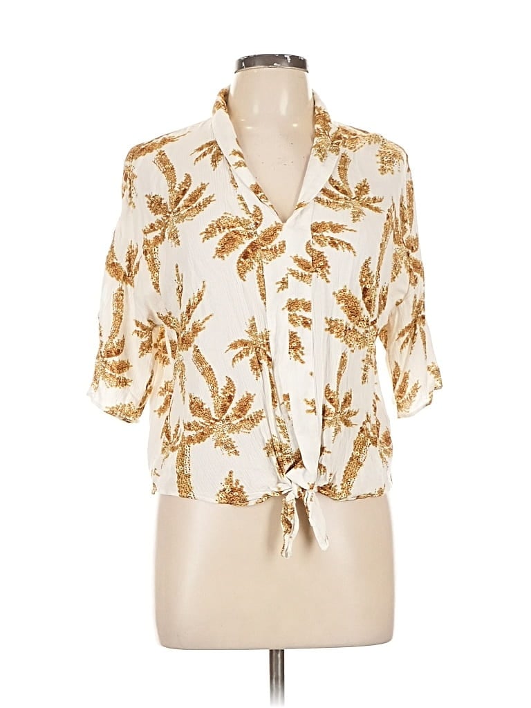 Pre-owned Esqualo Short Sleeve Blouse In Gold