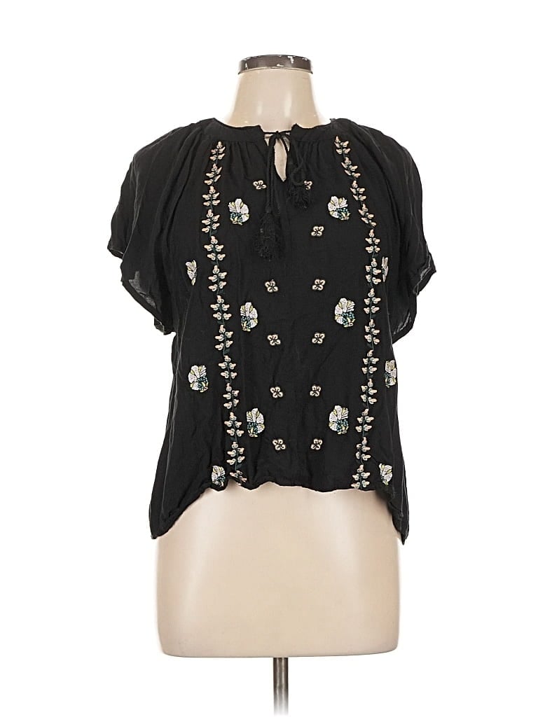 Pre-owned Assorted Brands Short Sleeve Blouse In Black