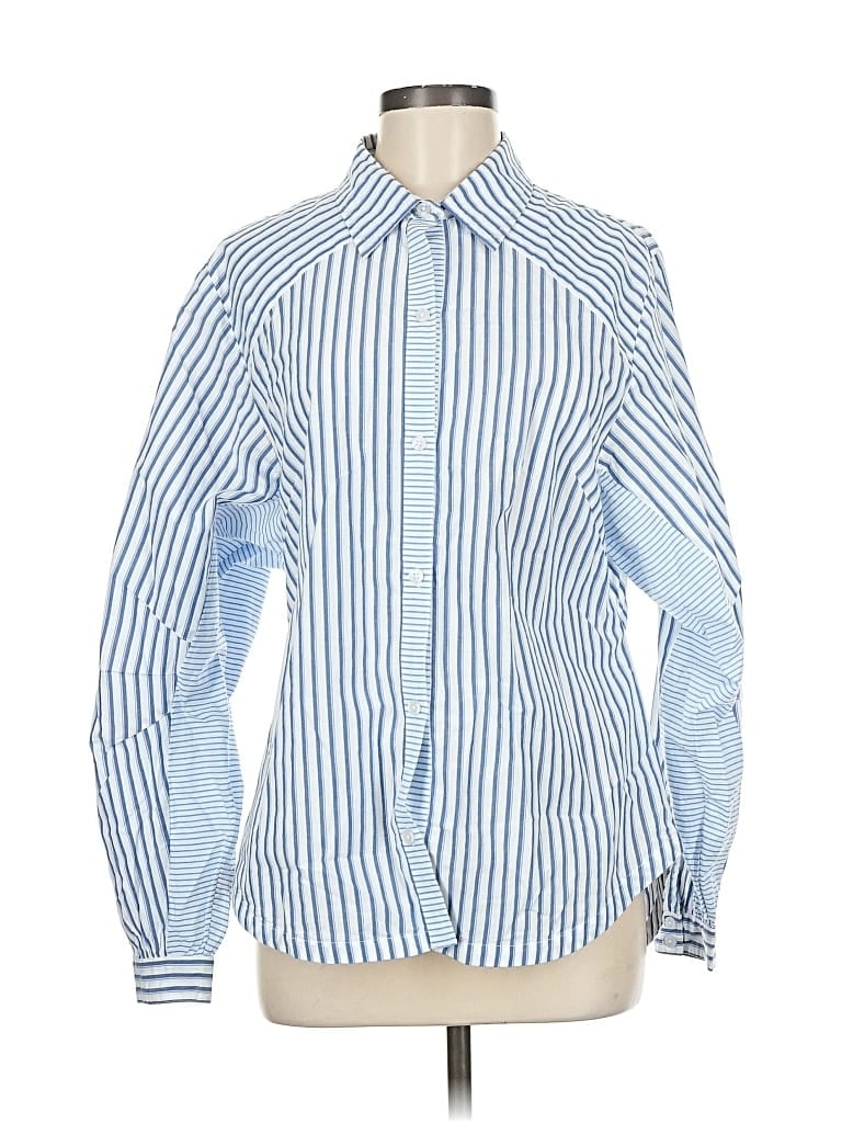 Pre-owned Maeve By Anthropologie Long Sleeve Button Down Shirt In Blue