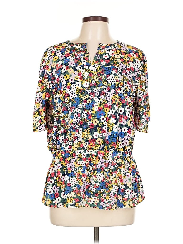 Pre-owned Ann Taylor Short Sleeve Blouse In Gold