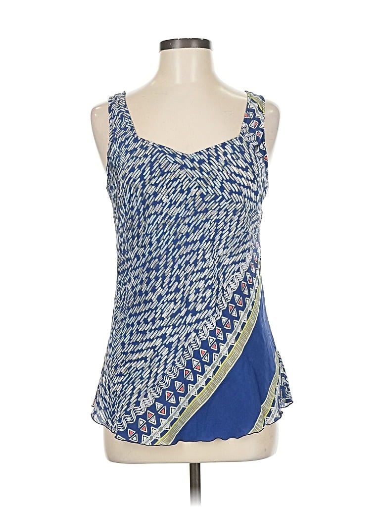 Pre-owned Nic + Zoe Sleeveless Silk Top Blue Strapless Neckline Tops