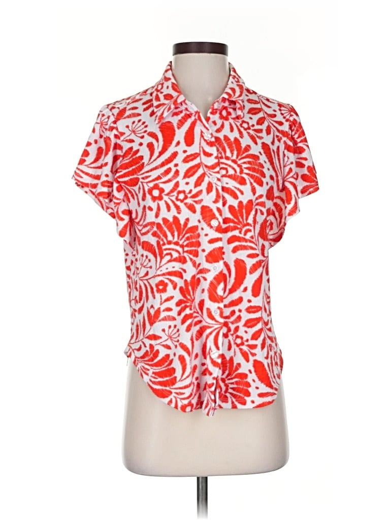 Pre-owned Fred David Short Sleeve Blouse In Red