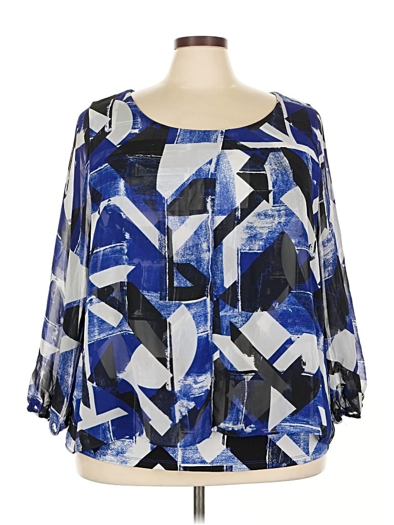 Pre-owned Alfani 3/4 Sleeve Blouse In Blue