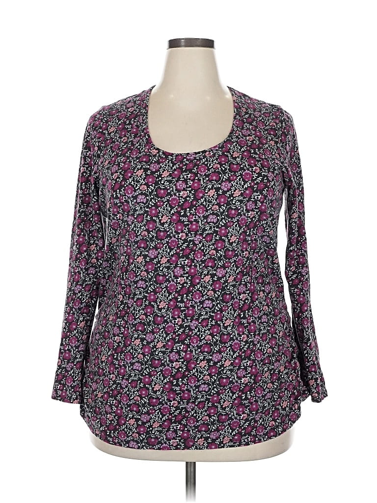 Pre-owned Lane Bryant 3/4 Sleeve T-shirt In Purple