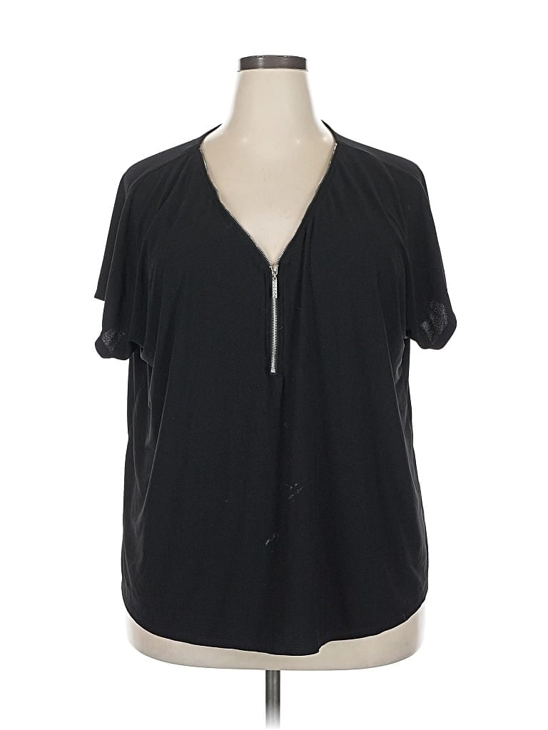 Pre-owned 89th & Madison Short Sleeve Blouse In Black