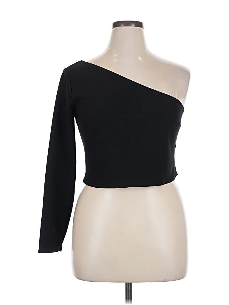 Pre-owned Abercrombie & Fitch Long Sleeve Top Black One Shoulder Neckline Tops