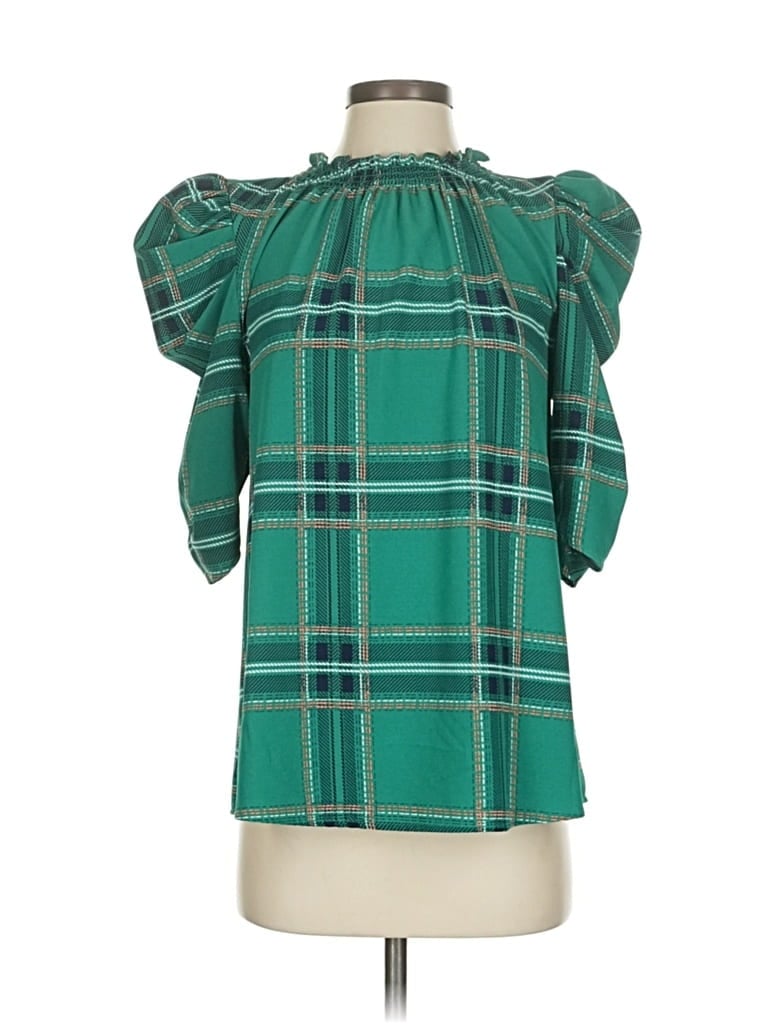 Pre-owned Sugarlips Short Sleeve Blouse In Green