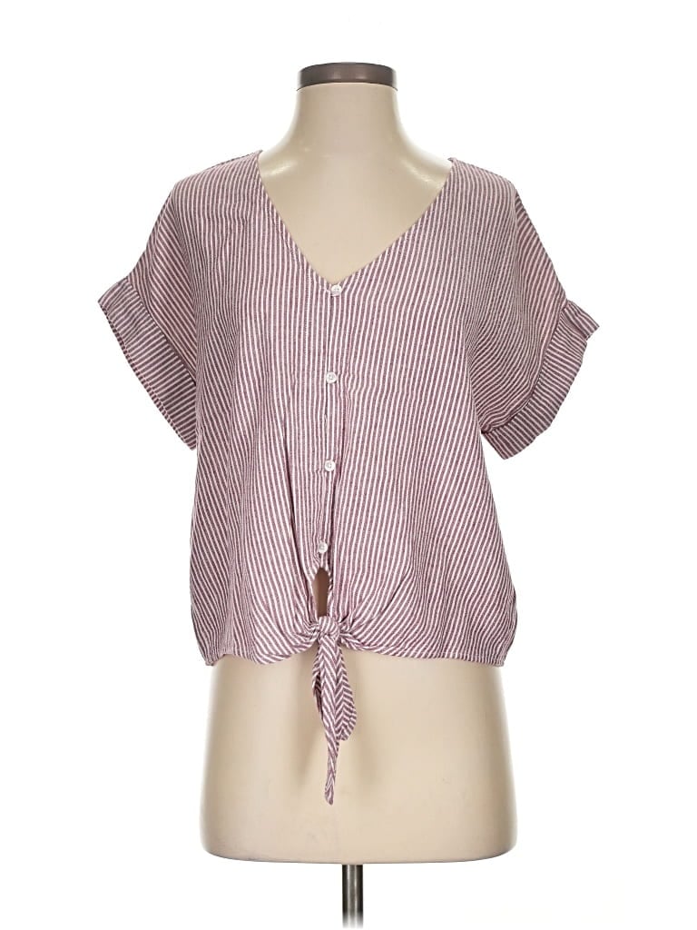 Pre-owned Cloth & Stone Short Sleeve Blouse In Purple