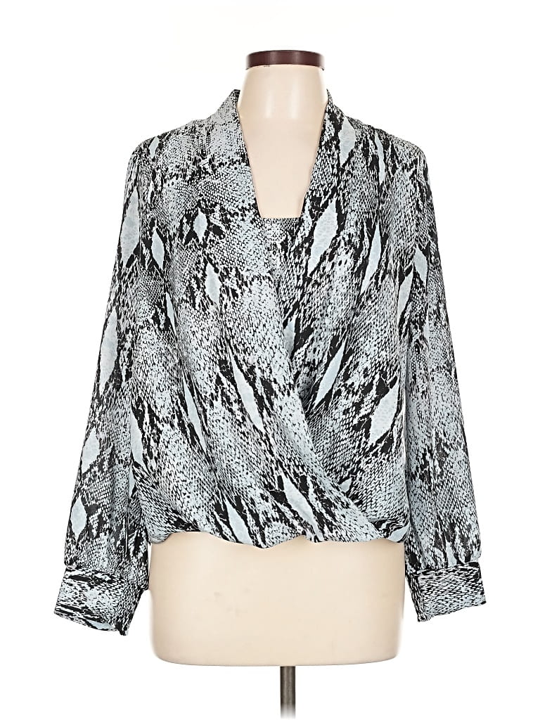 Pre-owned Alfani Long Sleeve Blouse In Silver