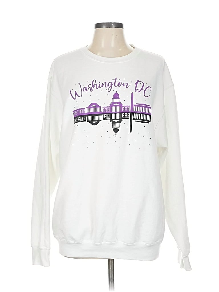 Pre-owned Port & Company Sweatshirt In White