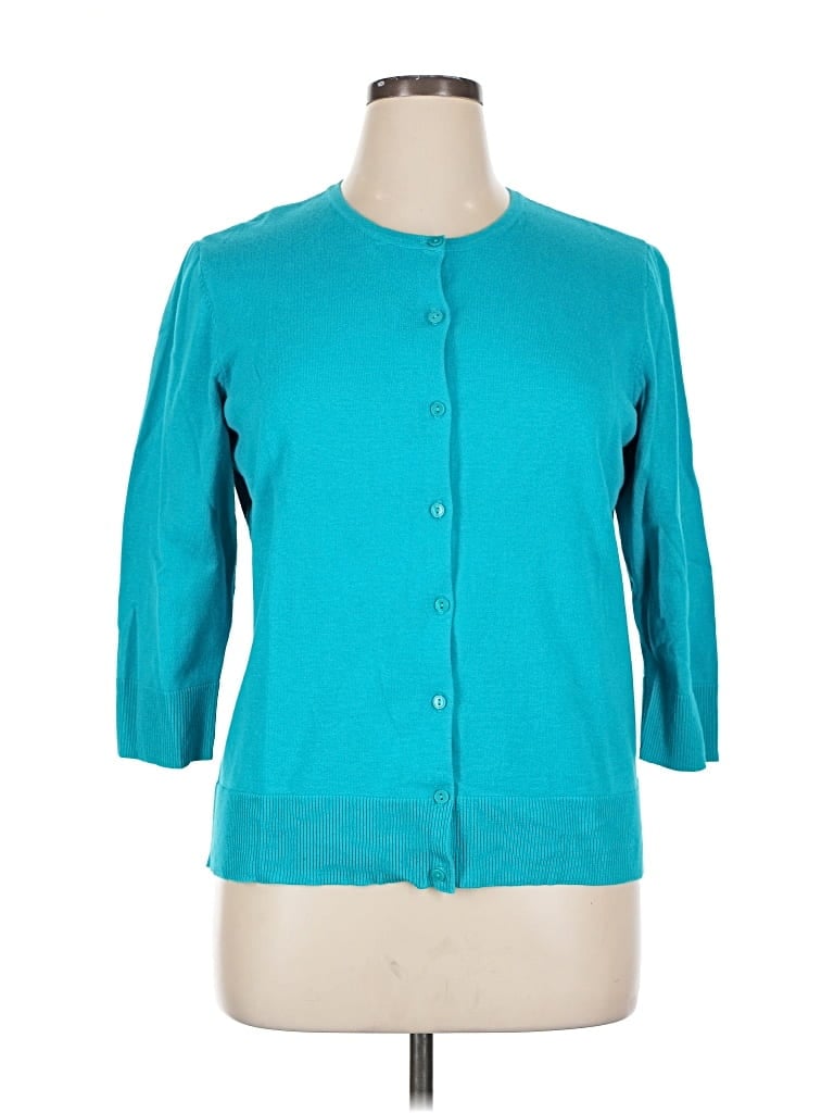 Pre-owned Croft & Barrow 3/4 Sleeve Top Teal Crew Neck Tops In Blue