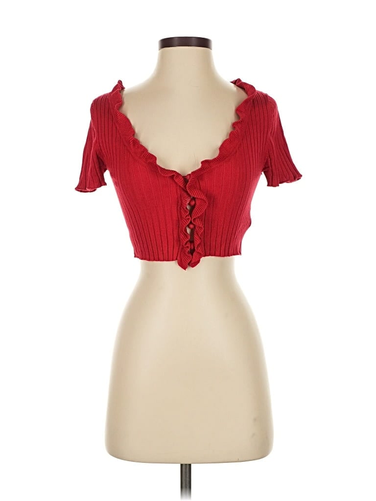 Pre-owned Urban Outfitters Short Sleeve Top Red Sweetheart Neckline Tops