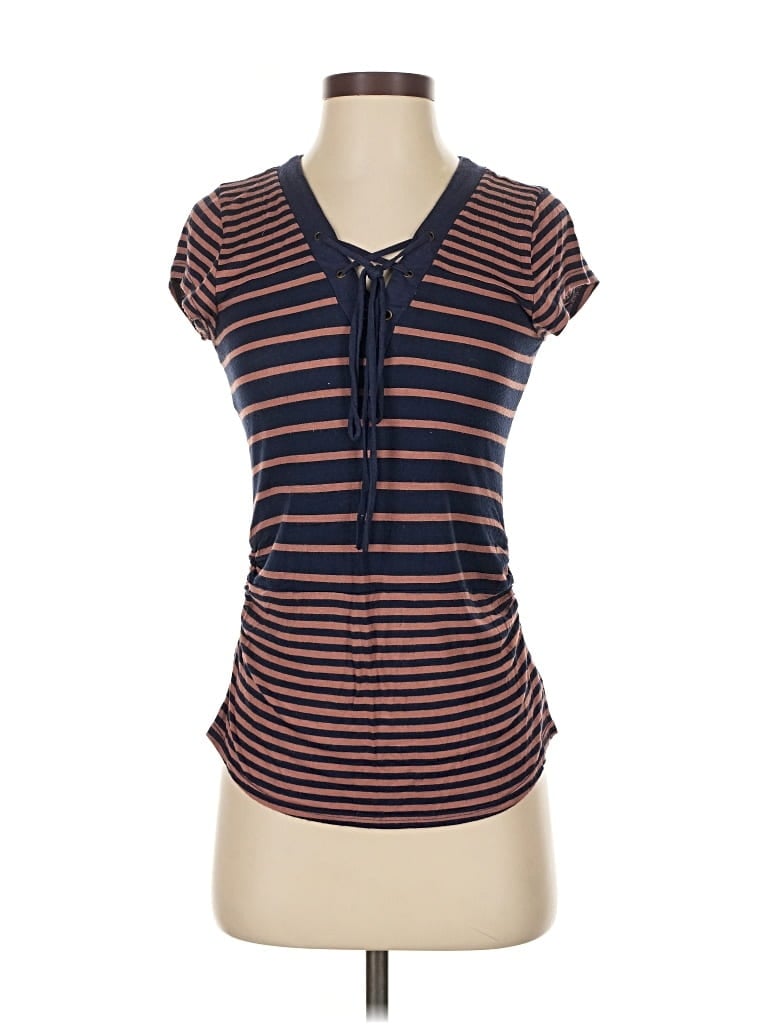 Pre-owned E&m Collection Short Sleeve Henley Shirt In Blue