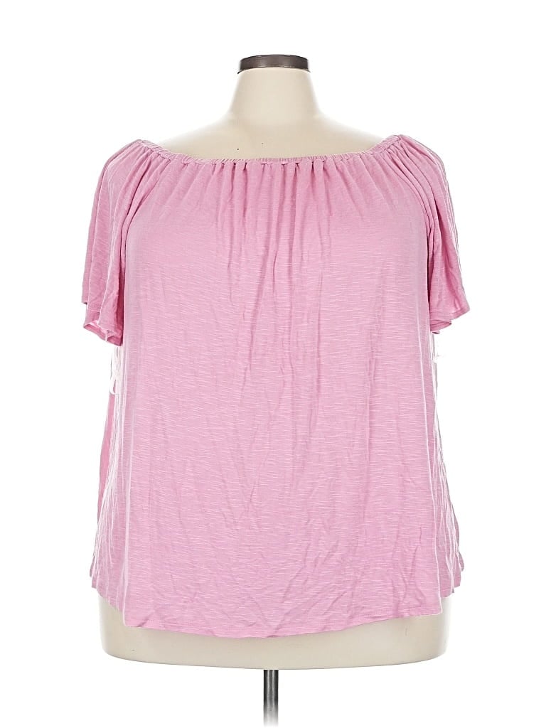Pre-owned Lane Bryant Outlet Short Sleeve Blouse In Pink