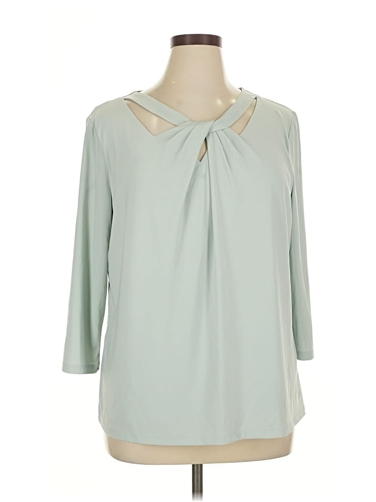 Pre-owned Kasper 3/4 Sleeve Blouse In Blue