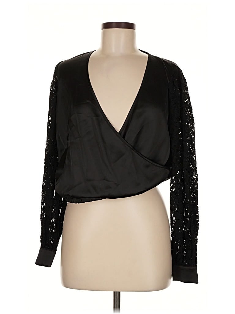 Pre-owned Pleione Long Sleeve Blouse In Black