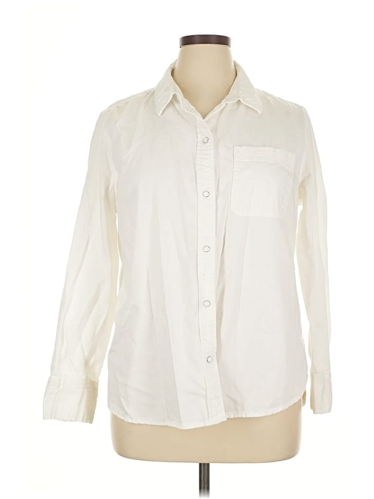 Pre-owned Lola River Long Sleeve Button Down Shirt In White