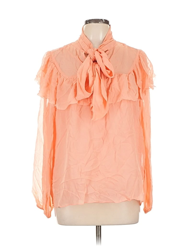 Pre-owned J.crew Collection Long Sleeve Blouse In Orange