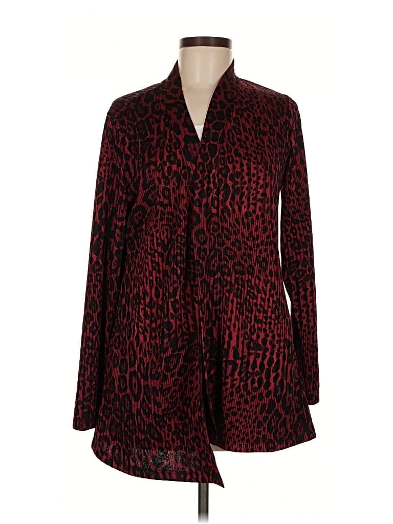 Pre-owned Susan Graver Cardigan Sweater In Red