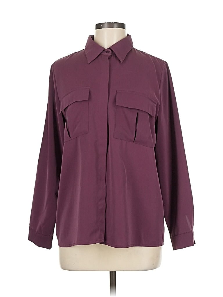 Pre-owned Papillon Long Sleeve Blouse In Burgundy
