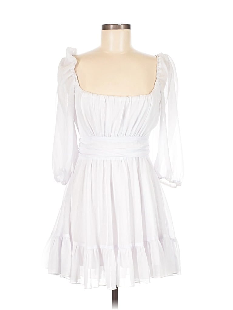 Pre-owned Lucy In The Sky 3/4 Sleeve Top White Square Neckline Tops