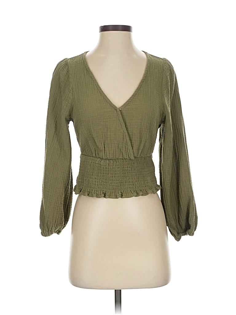 Pre-owned Madewell 3/4 Sleeve Blouse In Green