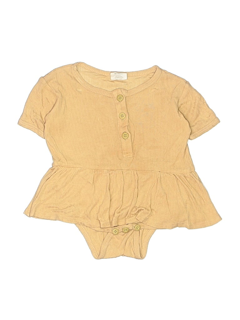 Pre-owned Kate Quinn Organics Kids' Short Sleeve Onesie In Gold