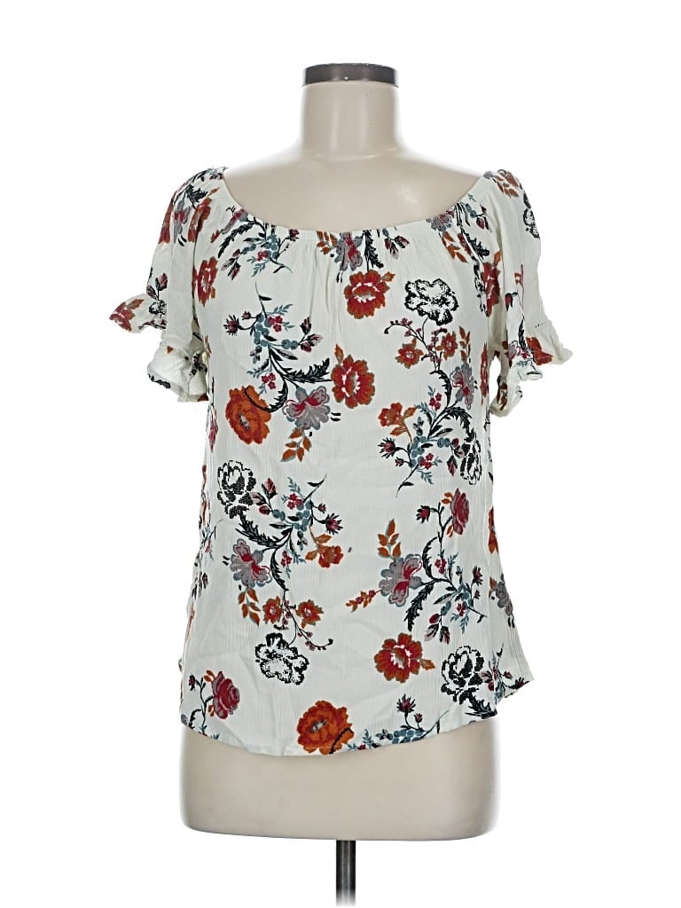 Pre-owned Knox Rose Short Sleeve Blouse In Gray