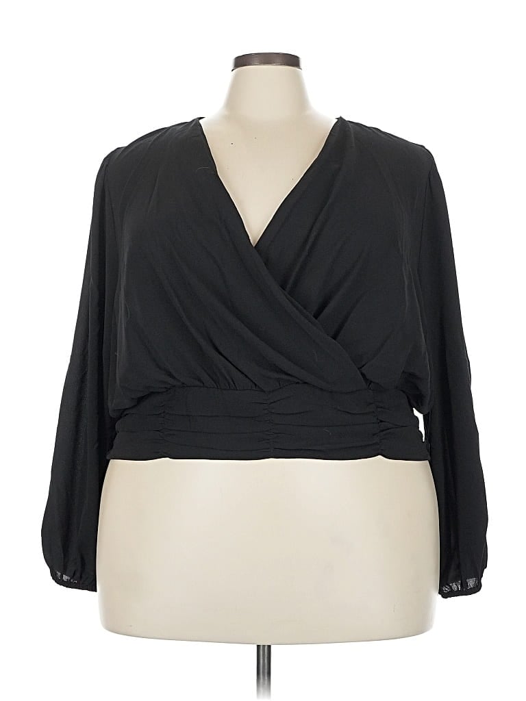 Pre-owned Lane Bryant 3/4 Sleeve Blouse In Black