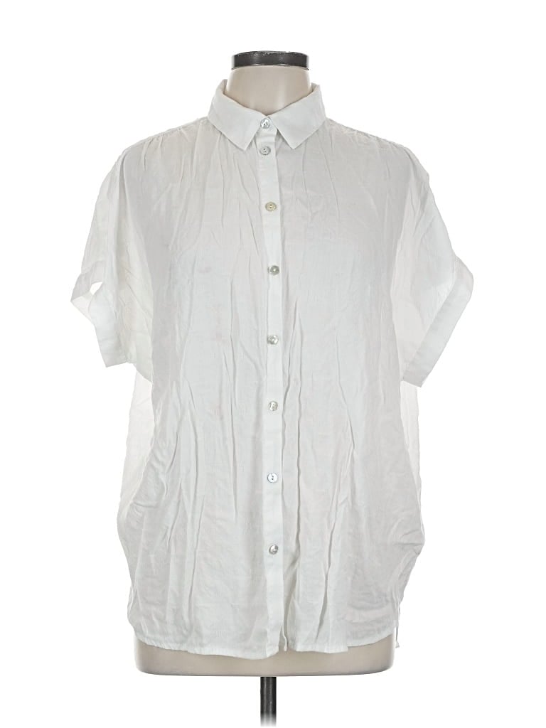 Pre-owned Fun2fun Short Sleeve Button Down Shirt In White