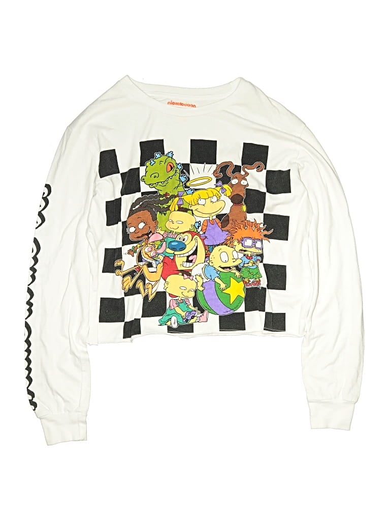 Pre-owned Nickelodeon Kids' Long Sleeve Top Ivory Tops In White
