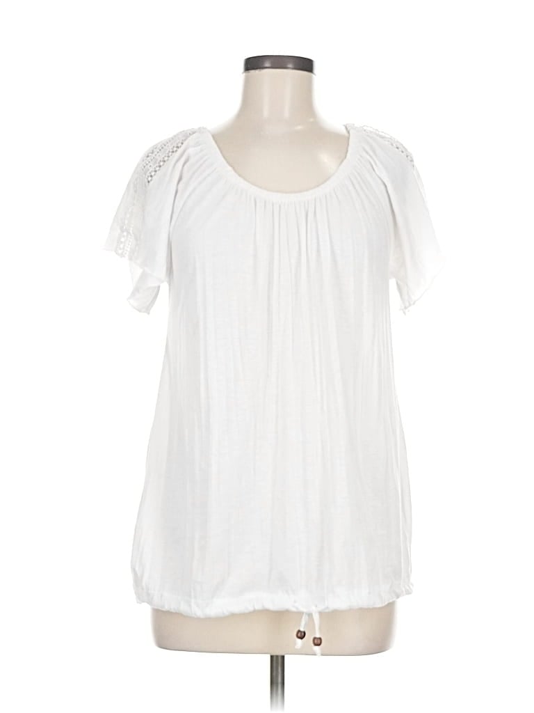 Pre-owned New York Laundry Short Sleeve Blouse In White