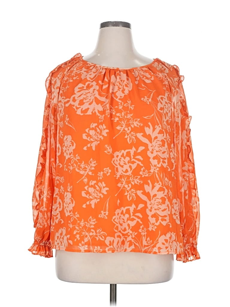 Pre-owned Ann Taylor Factory 3/4 Sleeve Blouse In Orange