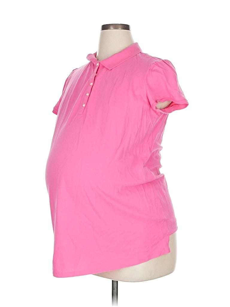 Pre-owned Motherhood Short Sleeve Polo Shirt In Pink