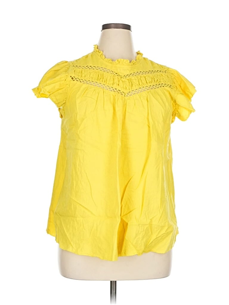 Pre-owned Lane Bryant Short Sleeve Blouse In Yellow