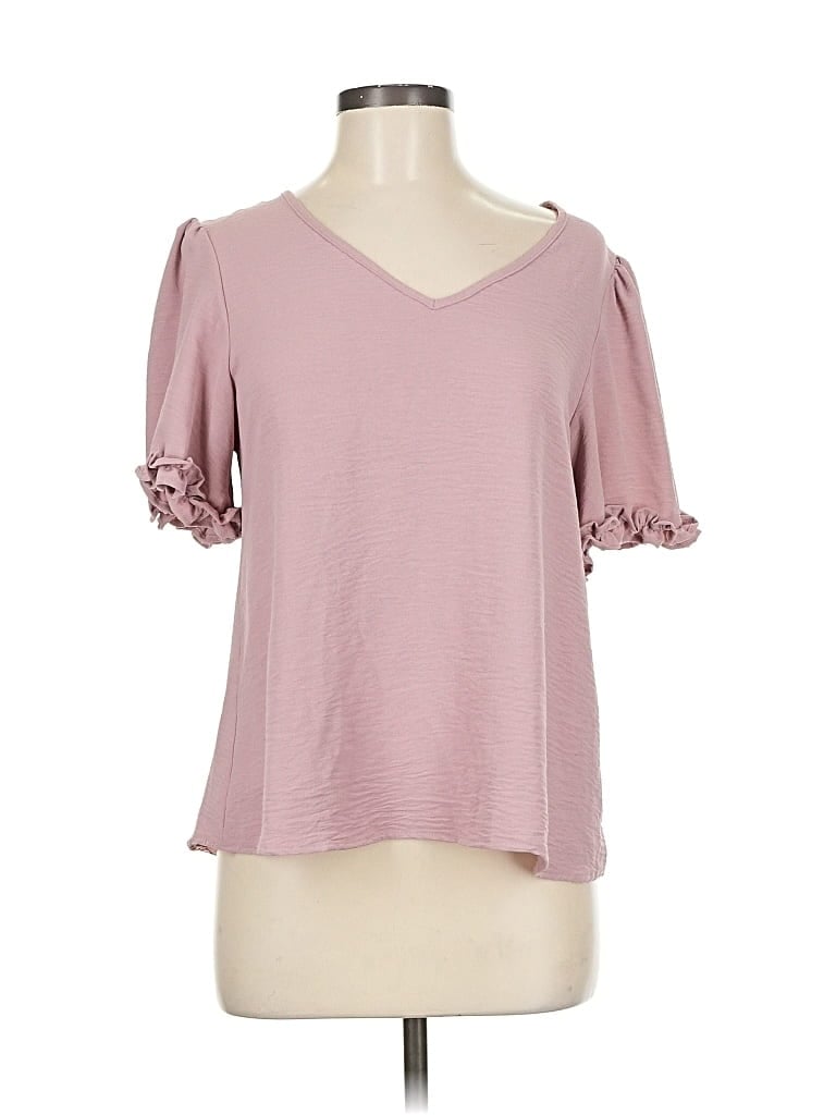 Pre-owned Entro Short Sleeve Top Pink Cold Shoulder Neckline Tops