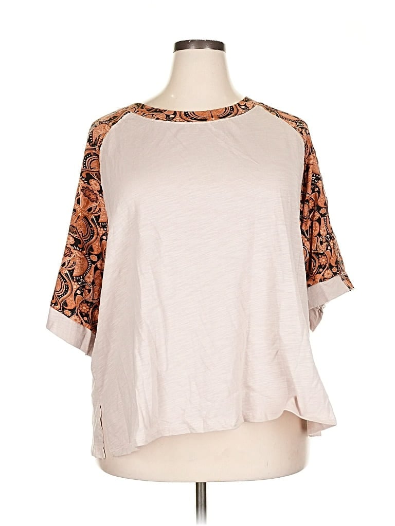 Pre-owned Shein Curve 3/4 Sleeve T-shirt In Brown
