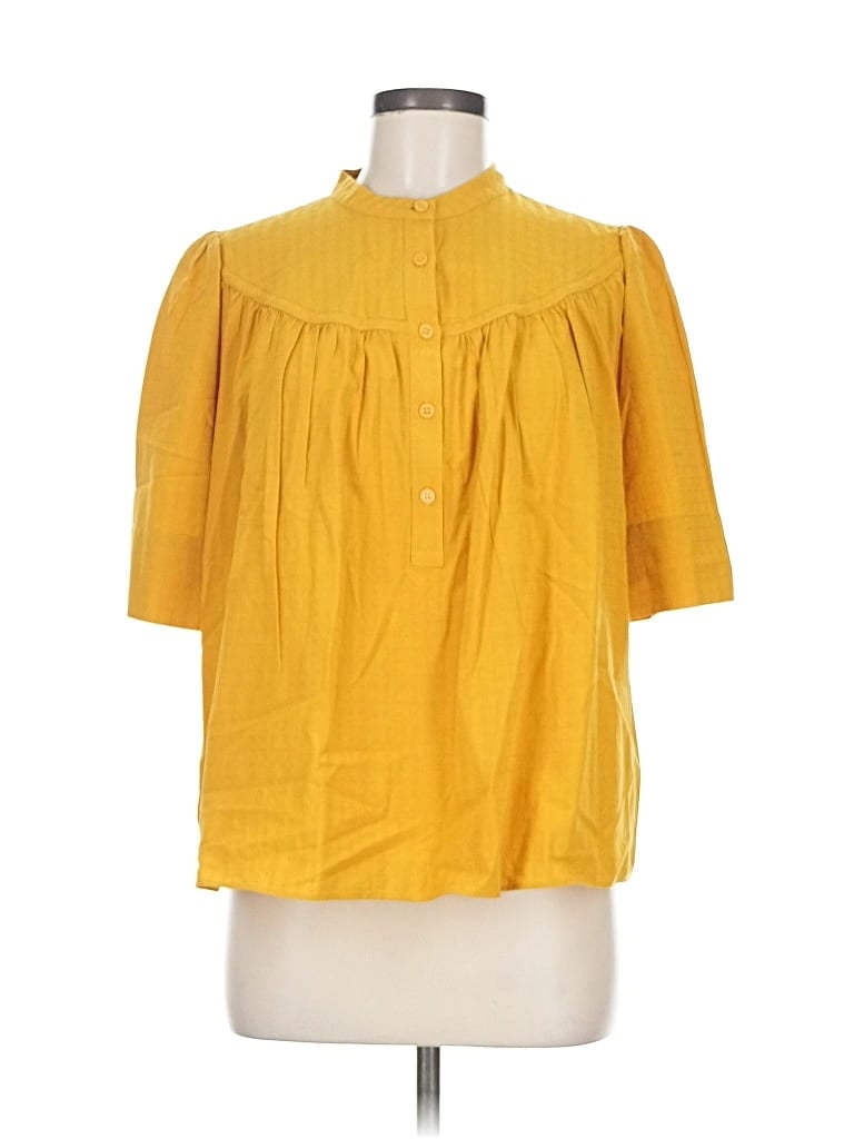 Pre-owned Ann Taylor Short Sleeve Blouse In Yellow
