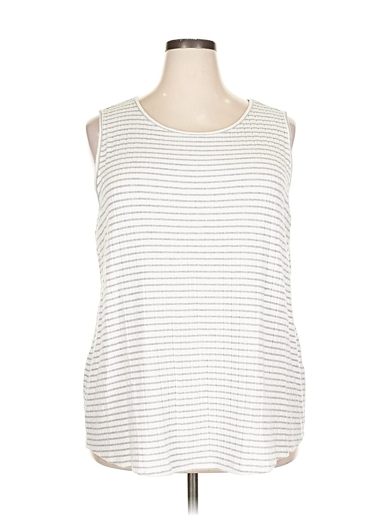 Pre-owned Zenergy By Chico's Sleeveless Top White Boatneck Tops