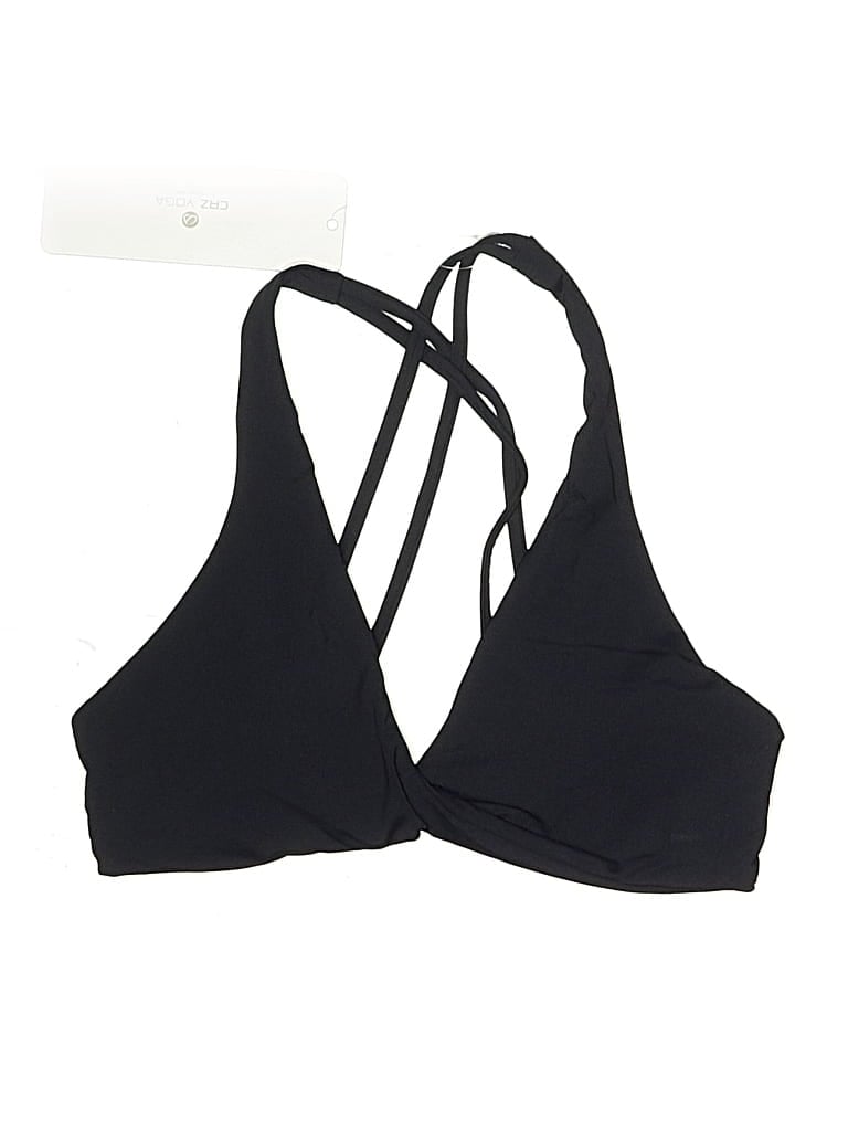 Pre-owned Crz Yoga Swimsuit Top Black Solid Pattern Swimwear