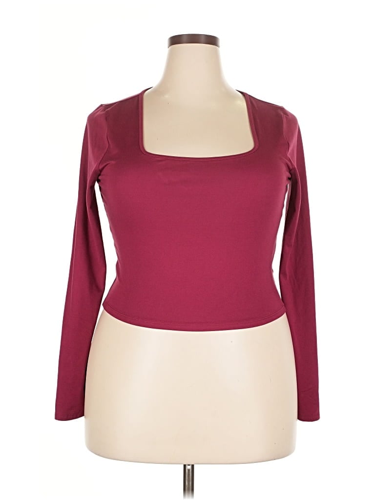 Pre-owned Hollister 3/4 Sleeve T-shirt In Burgundy